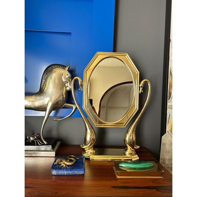 Art Nouveau Art Nouveau Style Brass Vanity Mirror For Sale - Image 3 of 12