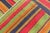 Textile Vintage Kilim Runner With Horizontal Stripes in Bright Colors, Orange, Green, Blue, Red, Gold For Sale - Image 7 of 8