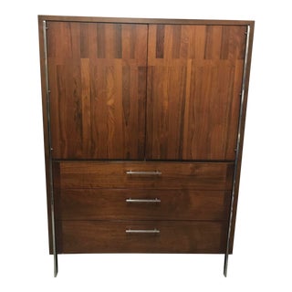 Mid-Century Lane Walnut, Rosewood & Chrome Wardrobe For Sale