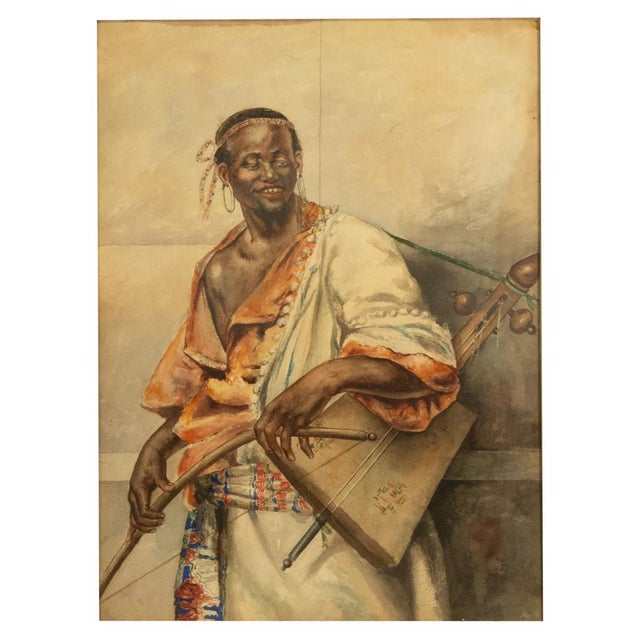 A striking and finely executed portrait painting circa 1880, by renowned Spanish/Italian Orientalist painter; Antonio...