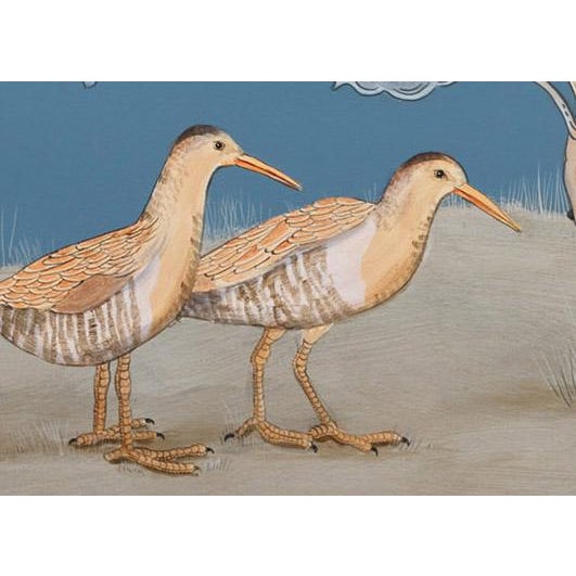 2020s “More Than Birds” Chinoiserie Blue Egret Heron Triptych Painting by Allison Cosmos For Sale - Image 5 of 9