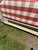 2010s French Provincial Style Carved Wood King Headboard With Checked Fabric For Sale - Image 5 of 12