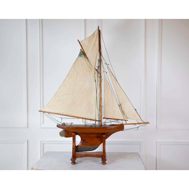 Ecru Gaff Rigged Cutter Wooden Pond Yacht Circa 1920 For Sale - Image 8 of 9