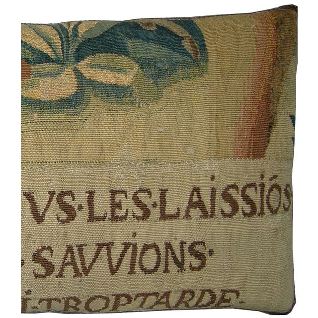17th Century Antique Brussels Tapestry Pillow 23" X 11"