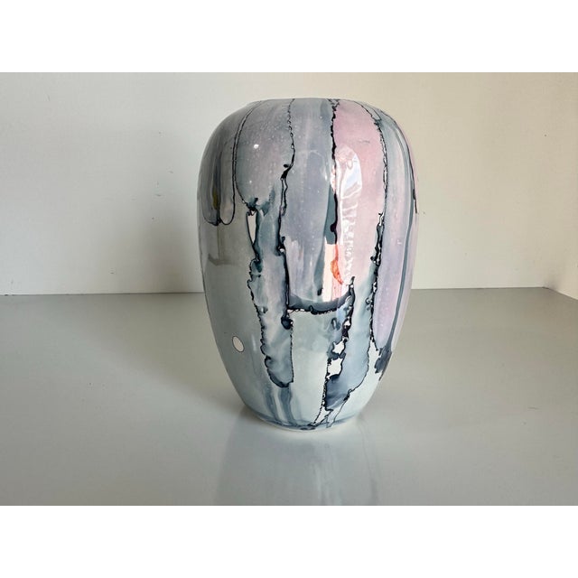 Ceramic 1989 Vintage Kate Abstract Drip Glaze Art Ceramic Vase For Sale - Image 7 of 10