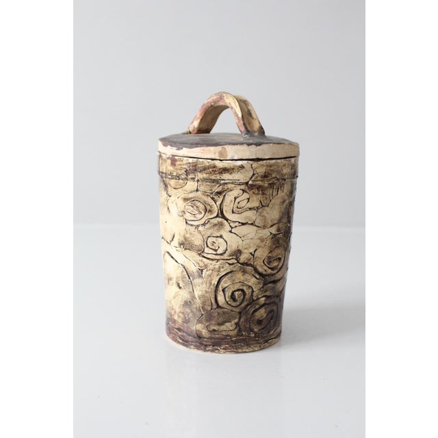 Vintage Handmade Studio Pottery Lidded Jar For Sale - Image 4 of 16