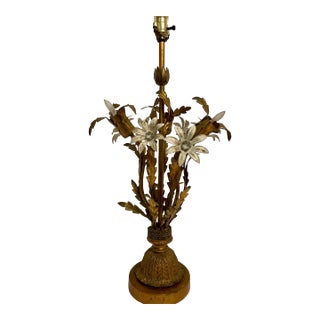Painted Gilt Italian Tole Lamp For Sale