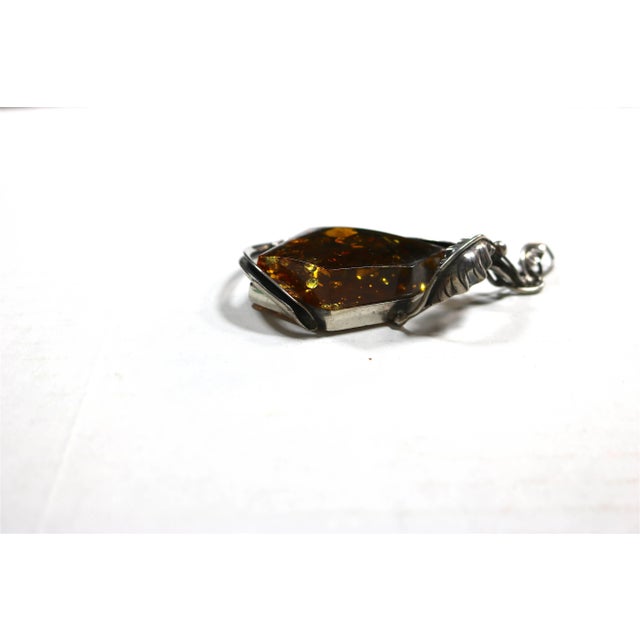 Ancient Huge Baltic Amber in Artisan Sterling Organic Setting Pendant For Sale - Image 4 of 4