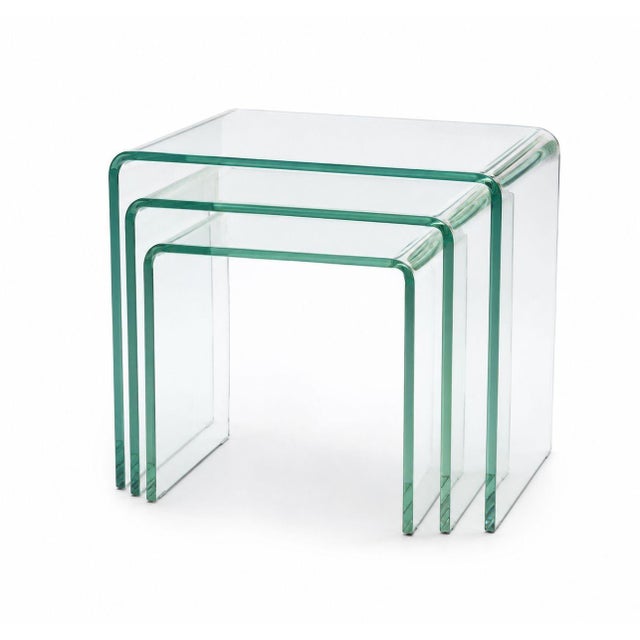 Pair of Italian Waterfall Glass Nesting Tables, 20th Century For Sale - Image 9 of 9