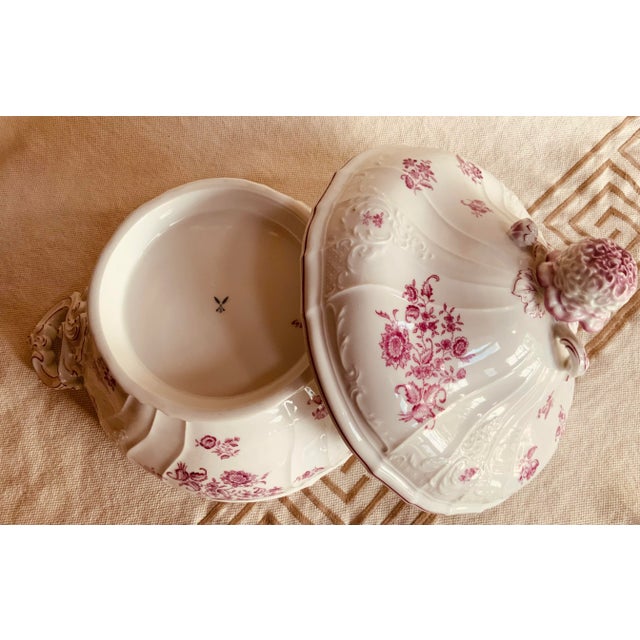 French Porcelain Soup Tureen With Lid, Circa 1820 — Rose Floral For Sale - Image 10 of 12