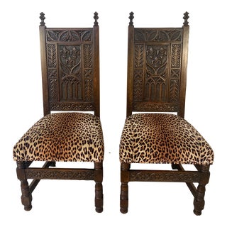 Pair of Gothic Revival Hall Chairs For Sale