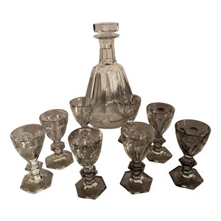 Vintage Harcourt Crystal Liqueur Set from Baccarat, 1836, Set of 9 For Sale