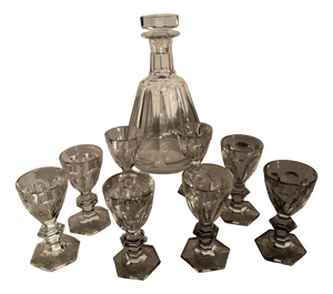 Vintage Harcourt Crystal Liqueur Set from Baccarat, 1836, Set of 9