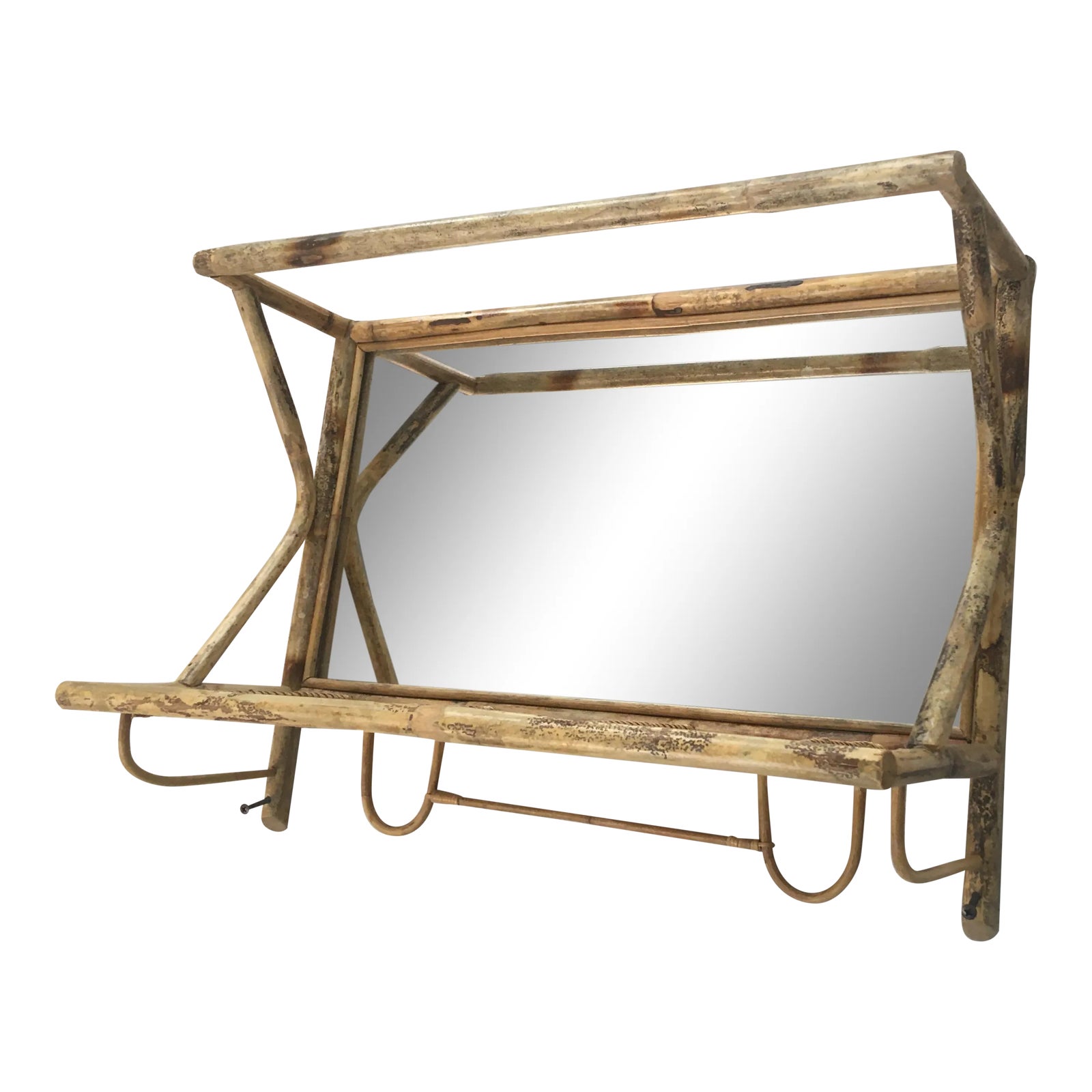 Vintage Rattan Towel Rack With Mirror Chairish