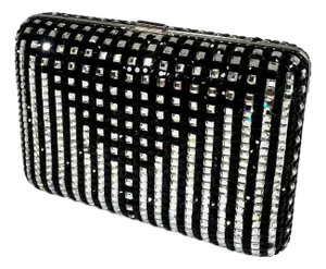 Judith Leiber Black Swarovski Crystal Minaudière Evening Clutch