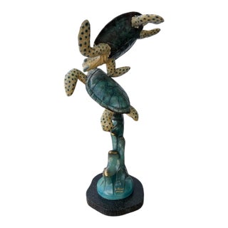 G. Mancini Signed & Numbered Bronze "Friendship" Sea Turtle Wave Sculpture For Sale
