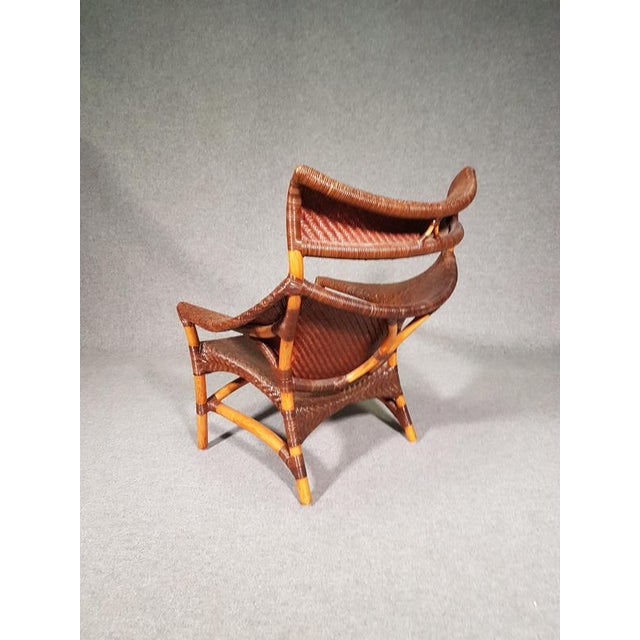 Set of Lounge Chair and Ottoman in Rattan and Bamboo from Yuzuru Yamakawa For Sale - Image 11 of 12