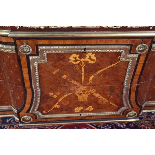 19th Century French Bronze Mount Inlaid Acajou Mouchete Riesener Style Commode For Sale - Image 16 of 16