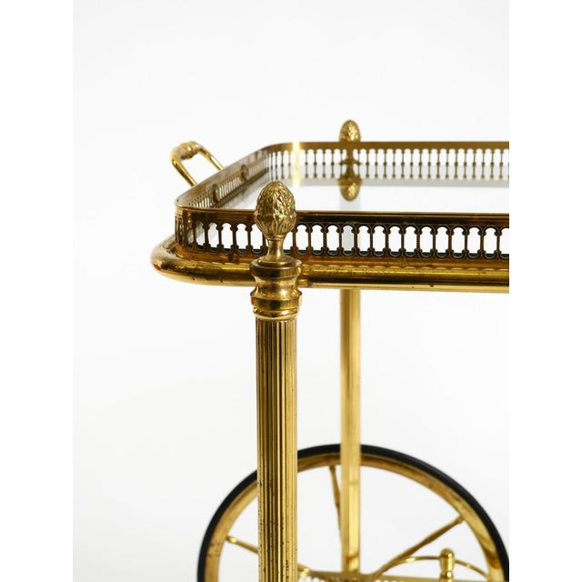 Neoclassical Brass Bar Cart with Glass Trays from Maison Jansen, 1960s For Sale - Image 14 of 18