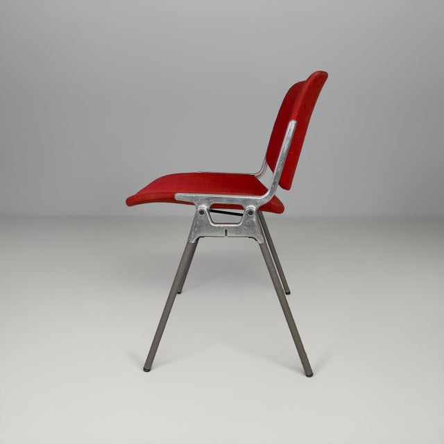 Italian Modern Red Fabric DSC Chairs by Giancarlo Piretti for Castelli, 1970s, Set of 4 For Sale - Image 3 of 18