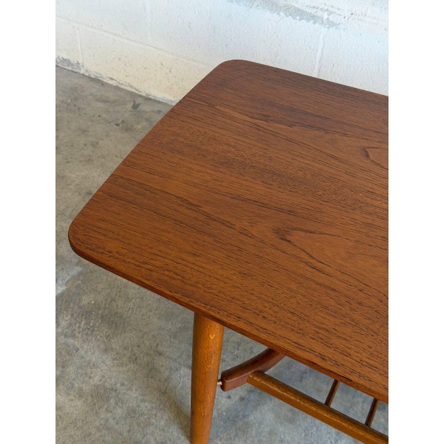 Teak Coffee Table With Slatted Lower Shelf and Tapered Legs Denmark 1960s For Sale In Los Angeles - Image 6 of 9