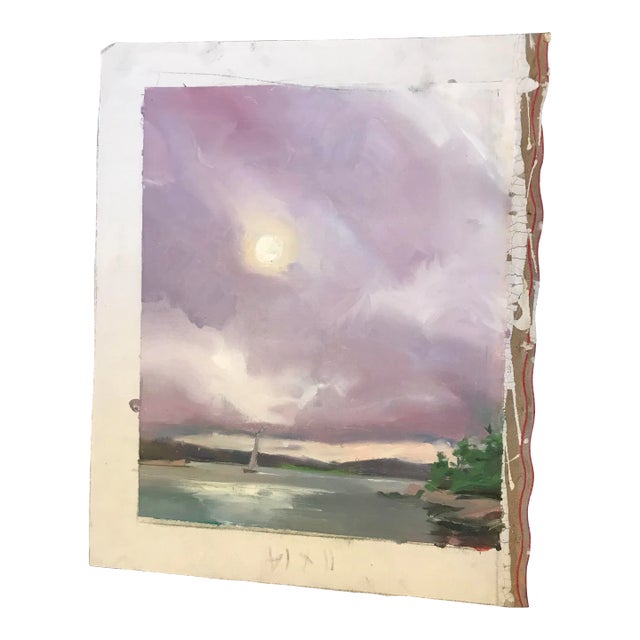 Sailing Under Purple Skies Original Oil Painting by David Beynon Pena For Sale