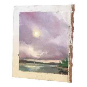 Sailing Under Purple Skies Original Oil Painting by David Beynon Pena