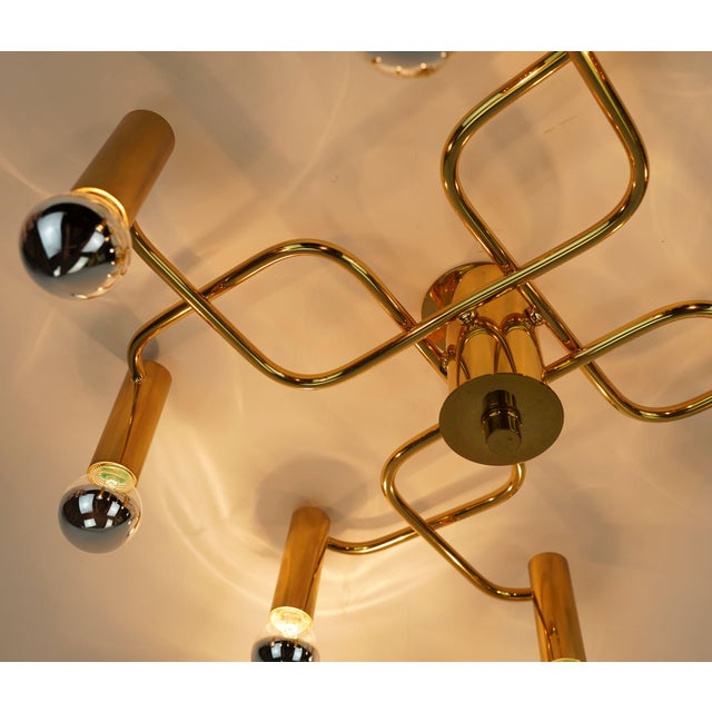 Gold Large Vintage Sputnik Brass Ceiling Lamp, 1970s For Sale - Image 8 of 12
