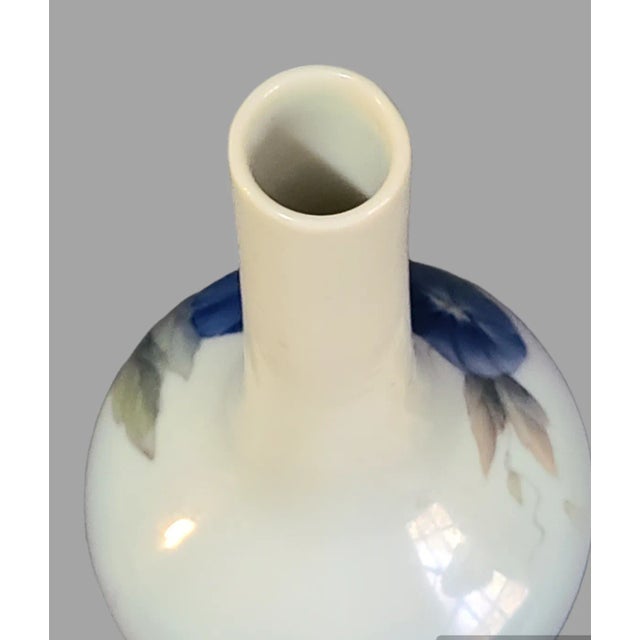 Royal Copenhagan Vintage Royal Copenhagen Denmark Blue & White Porcelain Floral Morning Glory Bud Vase For Sale - Image 4 of 5