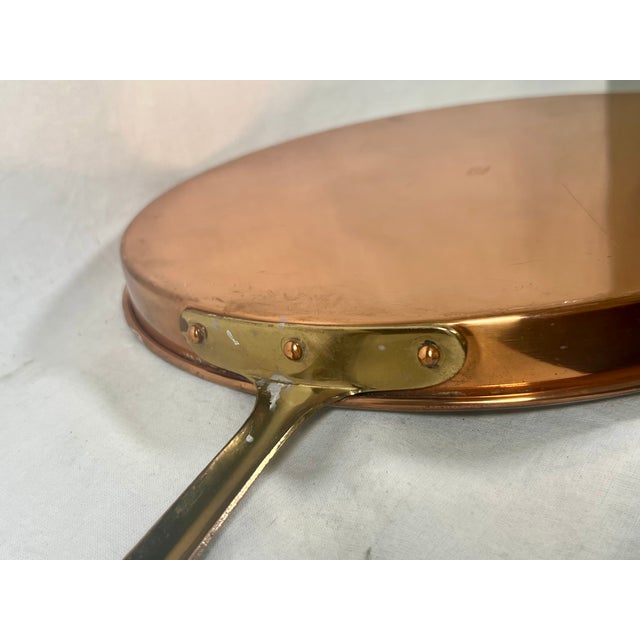 Vintage European Copper & Brass Crepe Pan For Sale In Los Angeles - Image 6 of 10