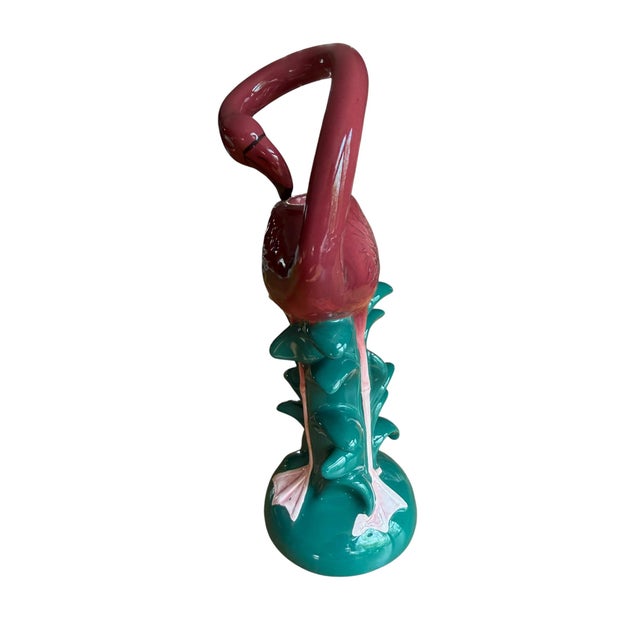 1980s Pink Flamingo Candlestick Holder For Sale - Image 6 of 9