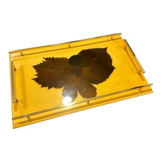 1960s Mid-Century Modern Lacquered Wood and Brass Italian Serving Tray For Sale