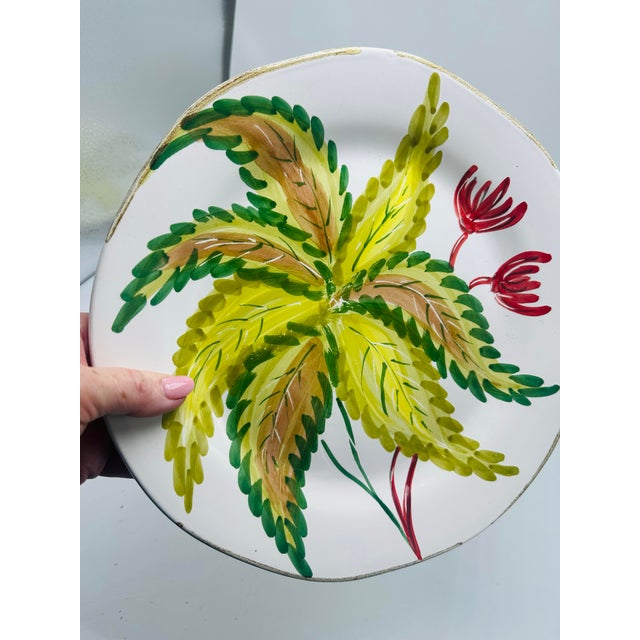 Ceramic Palm Leaf Italian Plates, a Pair For Sale - Image 7 of 7