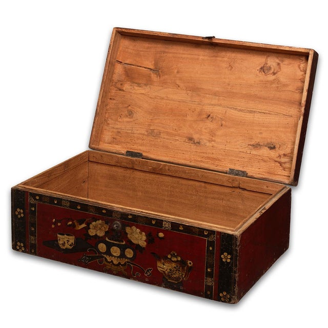 Red and Black Painted Storage Box, 1890s For Sale - Image 3 of 8
