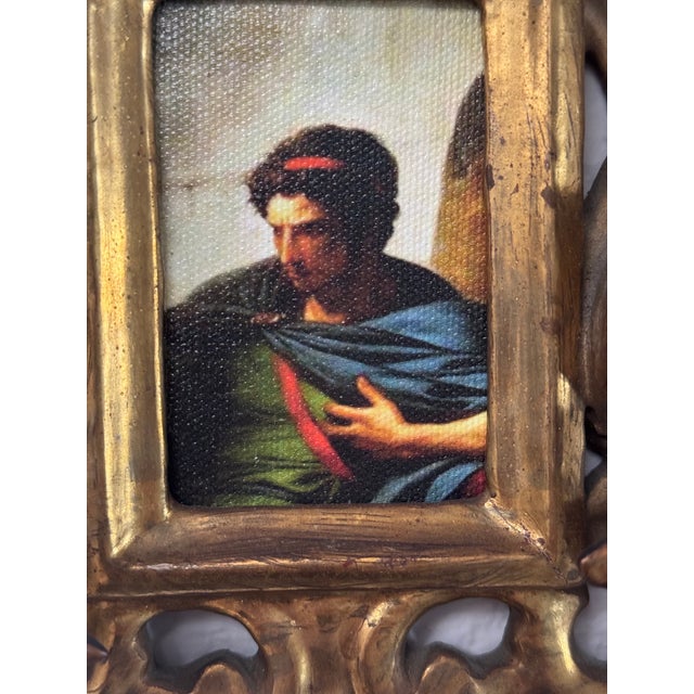 Mid 20th Century Vintage Italian Florentine Hand-Carved Giltwood Baroque Miniature Frame For Sale - Image 5 of 5