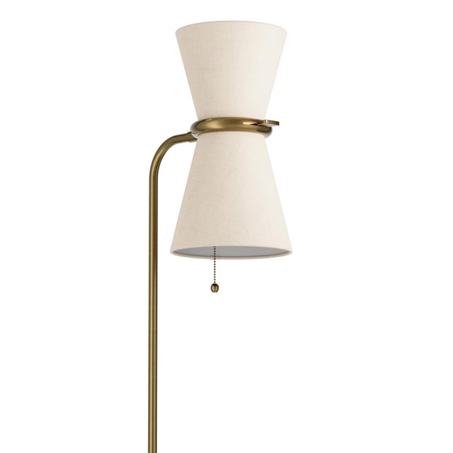 Regina Andrew Gable Floor Lamp, Antique Natural Brass with Oyster Shade For Sale In Detroit - Image 6 of 9