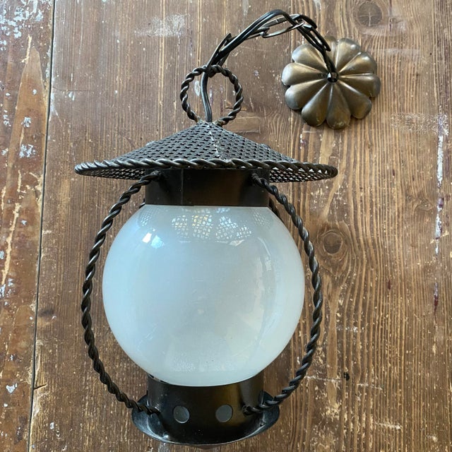 Metal Perforated Metal Pendant Light in the style of Mathieu Matégot, 1950s For Sale - Image 7 of 12