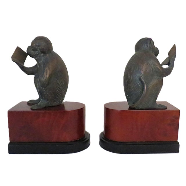 FREE SHIPPING ANYWHERE IN THE CONTINENTAL US! This is a set of vintage bookends featuring a couple of studious monkeys...