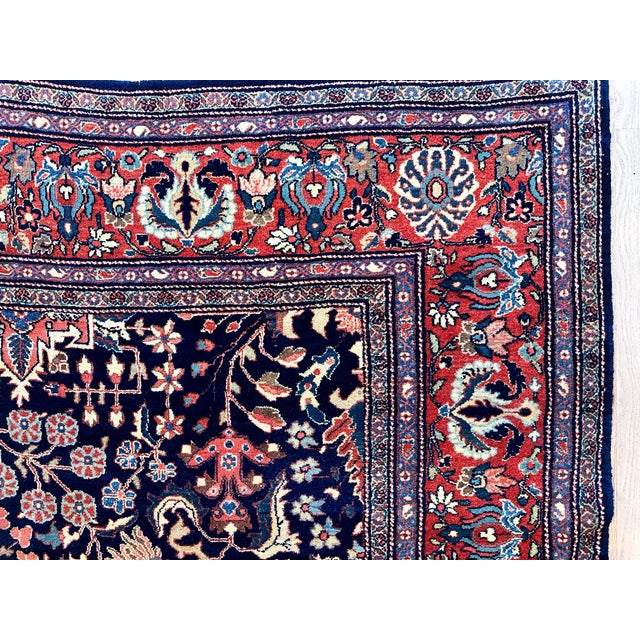 Traditional Antique Farahan Sarouk Carpet, Handmade Oriental Rug, Navy, Ivory, Green, Red For Sale - Image 3 of 12