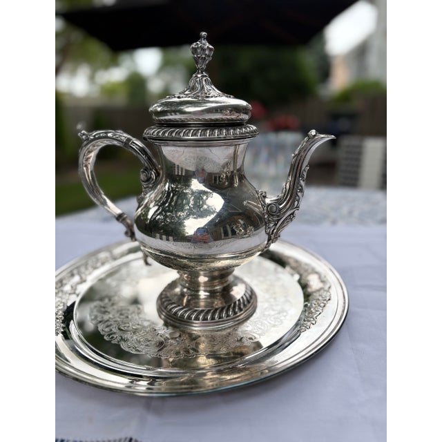 International Silver 1920’s Silver (Plate) Coffee Tea Set St James Pattern With Gadroon:Rope Twist Borders & Highly Domed Lids Stunner For Sale - Image 4 of 6