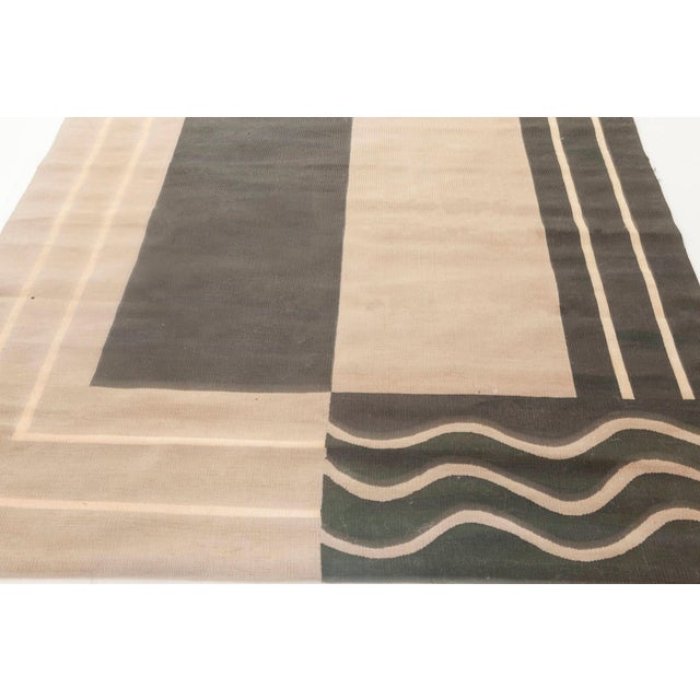 Early 21st Century Contemporary Aubusson Geometric Design Handmade Wool Rug by Doris Leslie Blau For Sale - Image 5 of 7