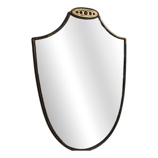 Mid-Century Modern Italian Wall Mirror with Beaded Brass Frame by Gio Ponti, 1950s For Sale
