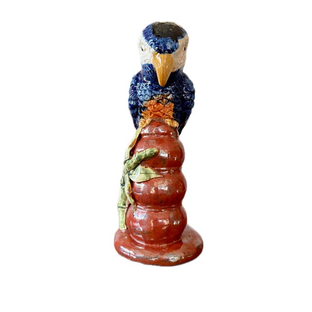 Vintage Italian Majolica Ceramic Parrot 10.5” H For Sale In Baltimore - Image 6 of 12