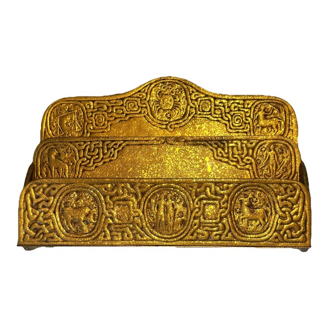 Early 1900s Tiffany Studios New York Gilt Bronze Letter Holder For Sale