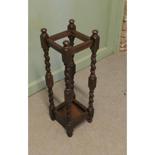 A 19th Century Oak Barley Twist Stick Stand or Umbrella Hall Stand The stand is made in Oak, it has barley twist turned...