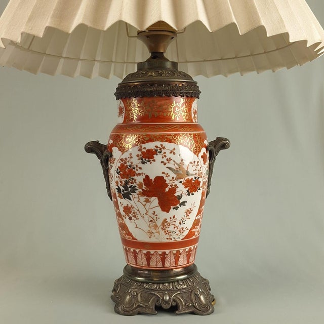 Antique Japanese Kutani Porcelain Vase Table Lamp, 1890s For Sale - Image 4 of 9