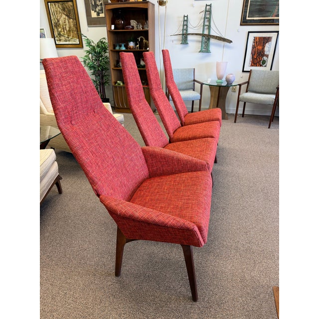 Burnt Orange 1960s Mid Century Modern Walnut Compass Dining Set by Adrian Pearsall for Craft Associates - Set of 5 For Sale - Image 8 of 12