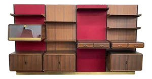 1950s Italian Modern Four Bay Wall Unit in Rosewood - Set of 4