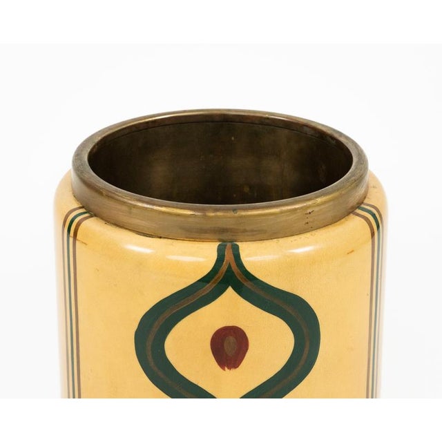 Metal Mid-Century Goatskin and Brass Umbrella Stand by Aldo Tura, Italy, 1960s For Sale - Image 7 of 12