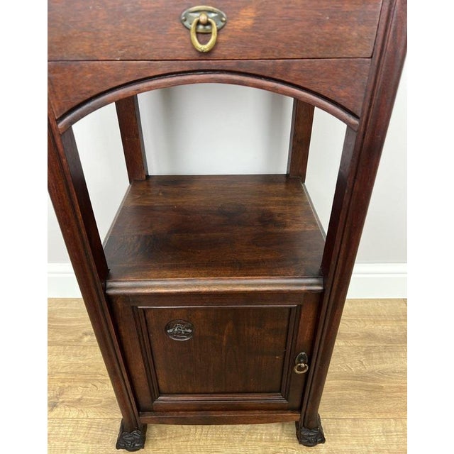 Antique French Style Walnut Bedside Table with Marble Top For Sale - Image 5 of 12